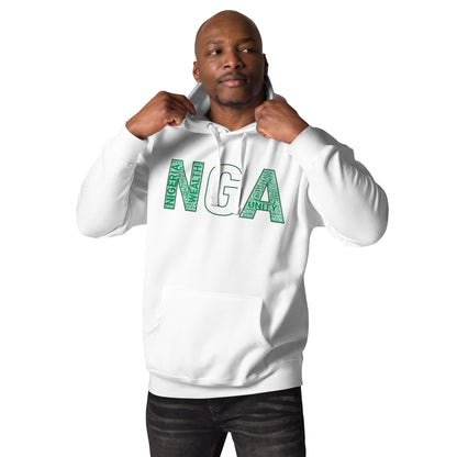 NIGERIA NGA National Flag Inspired Word Cluster Unisex Hoodie