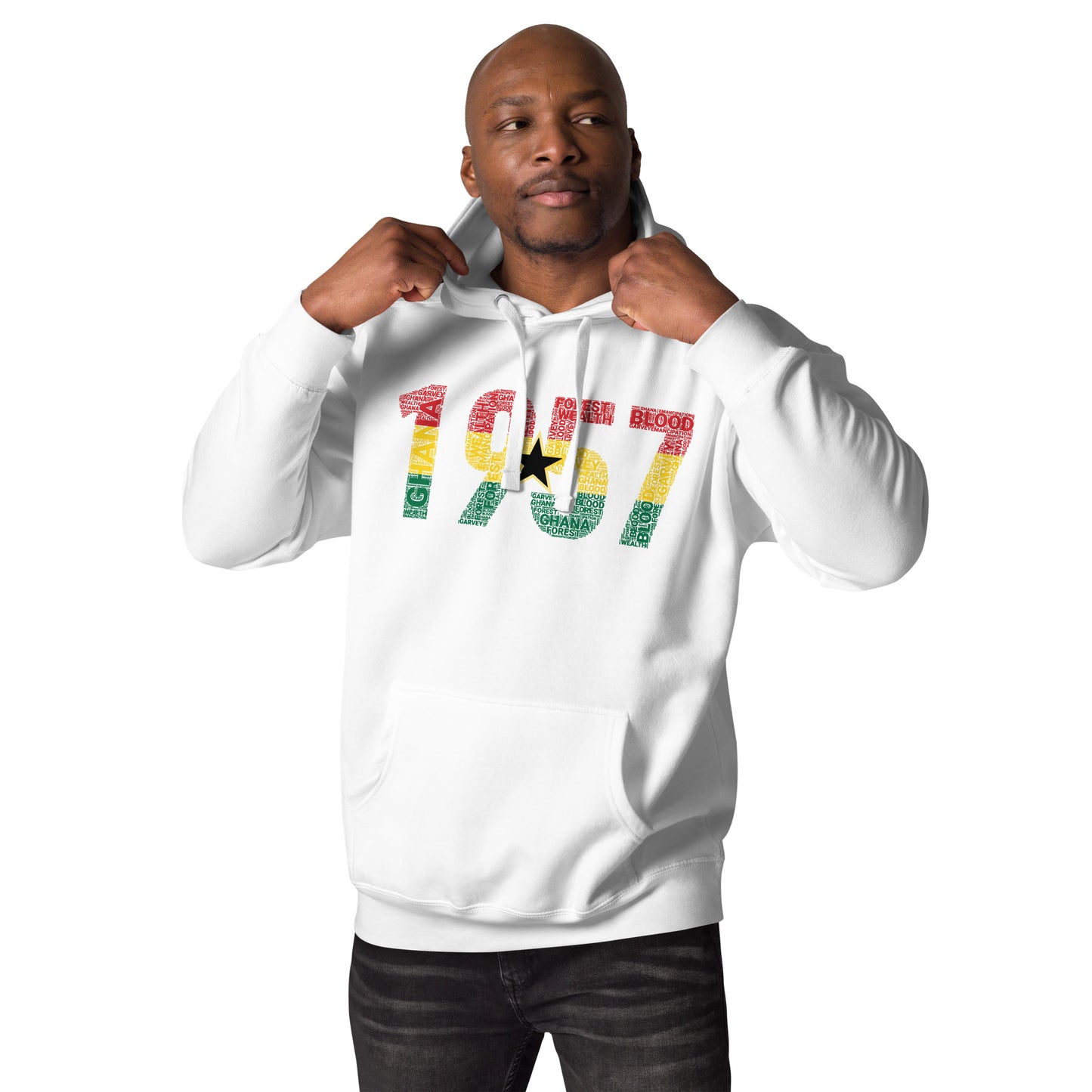 Ghana 1957 Independence National Flag Inspired Word Cluster Unisex Hoodie