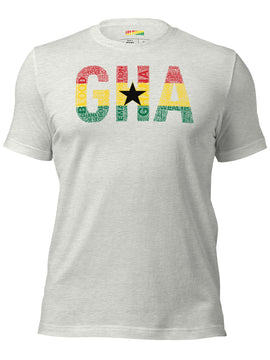 GHANA Abbreviated National Flag Inspired Word Cluster Short-Sleeve Unisex T-Shirt