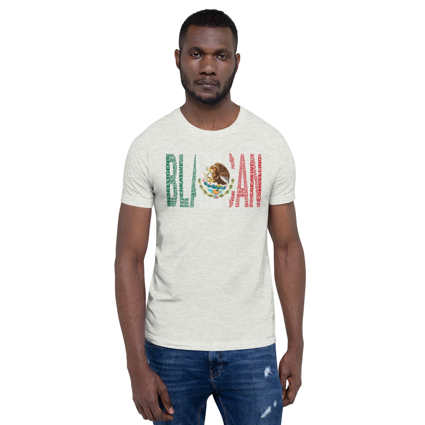 BLAXICAN BI-RACIAL Word Cluster with Mexican Flag Short-Sleeve Unisex T-Shirt