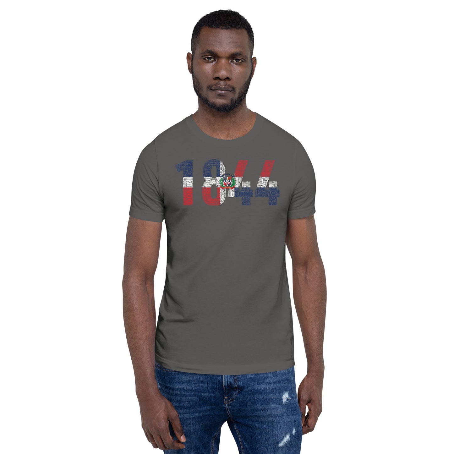 DOMINICAN REPUBLIC National Flag Inspired Word Cluster Short-Sleeve Unisex T-Shirt