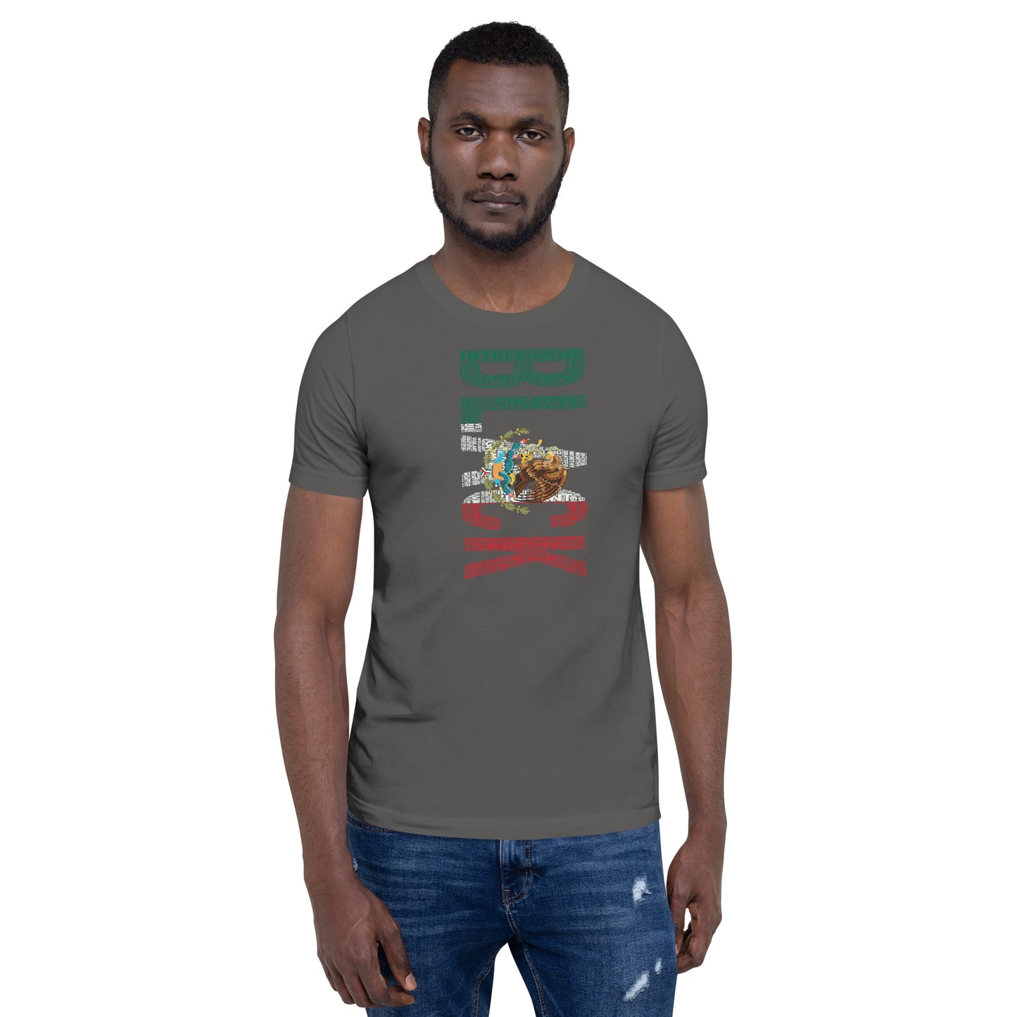 BI-RACIAL BLACK/MEXICAN (VERTICAL) MEXICAN FLAG INSPIRED Short-Sleeve Unisex T-Shirt