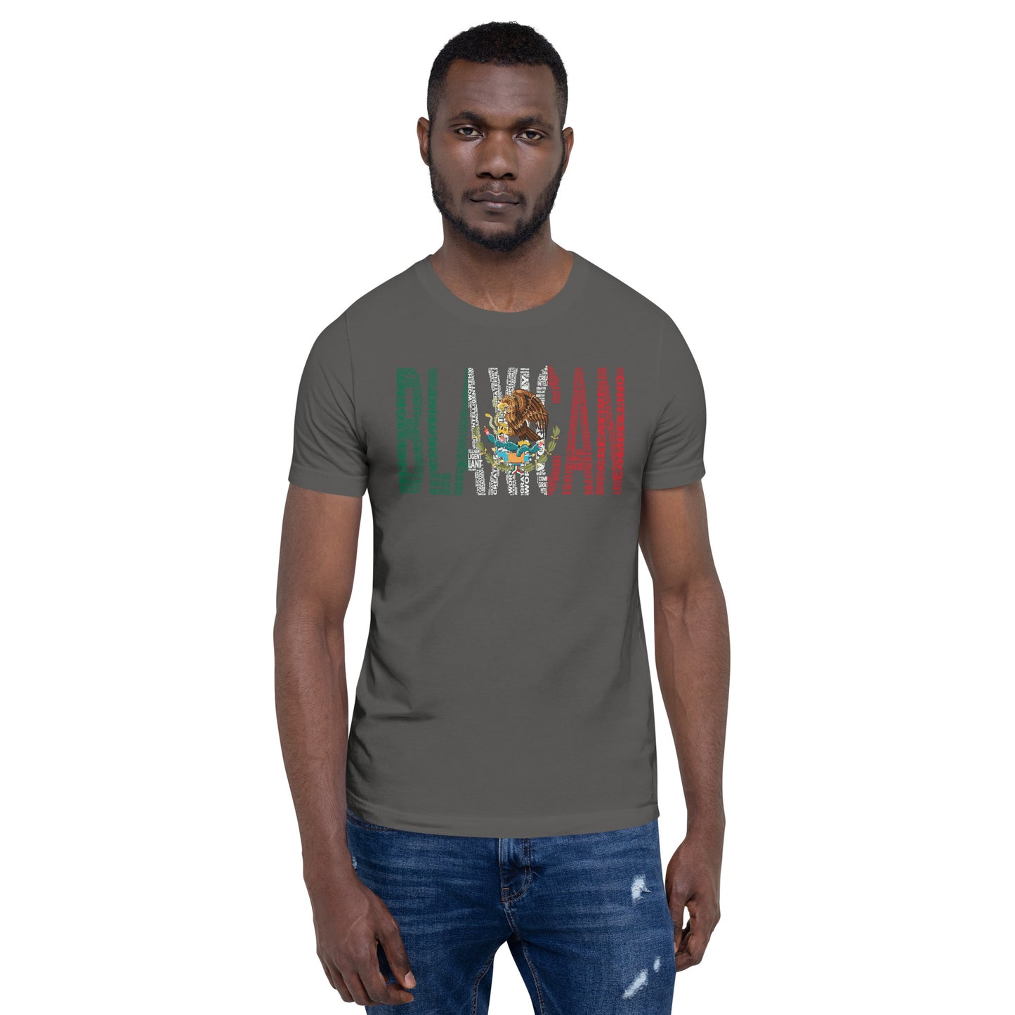 BLAXICAN BI-RACIAL Word Cluster with Mexican Flag Short-Sleeve Unisex T-Shirt