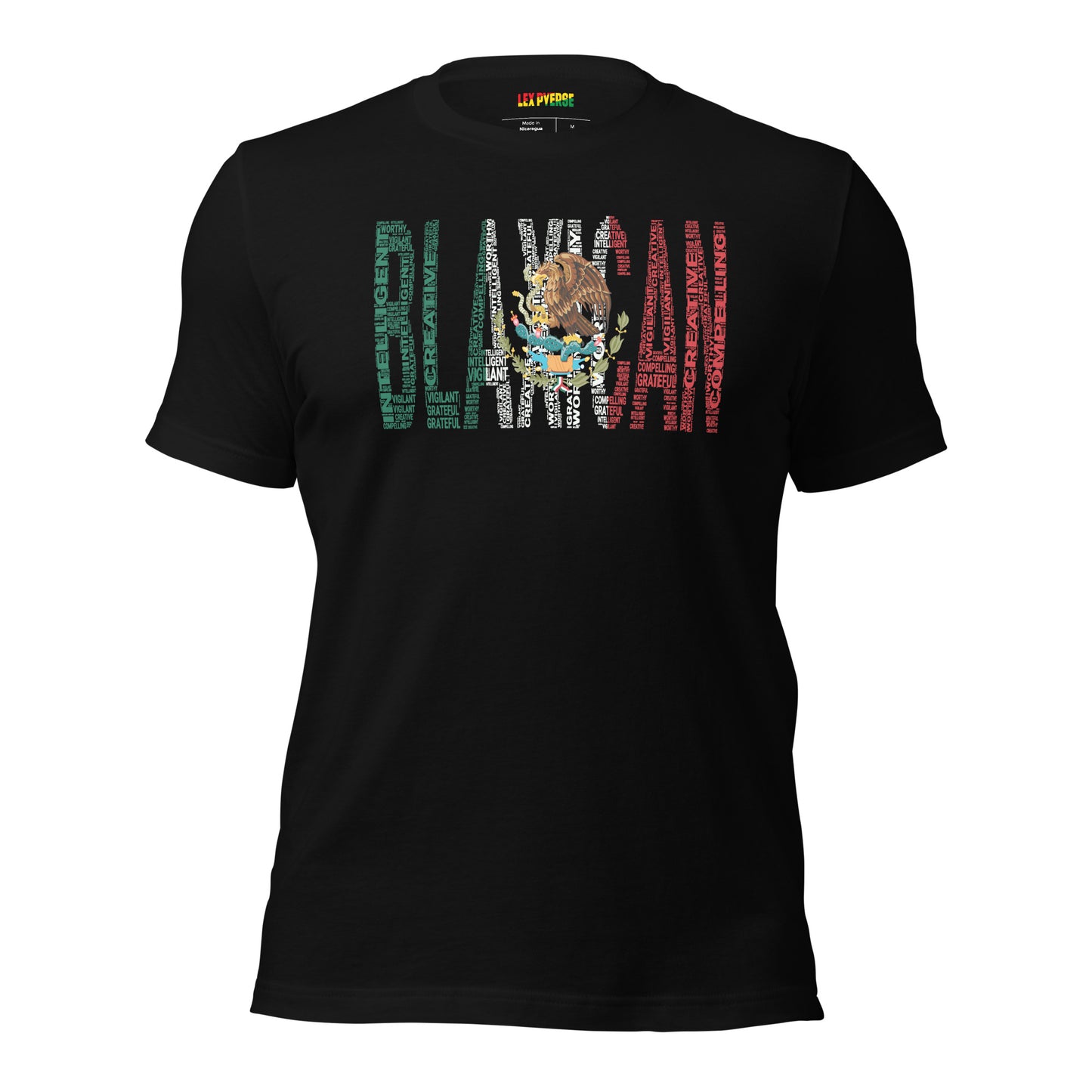 BLAXICAN BI-RACIAL Word Cluster with Mexican Flag Short-Sleeve Unisex T-Shirt