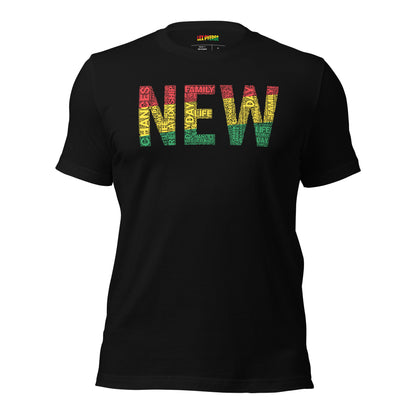 "NEW"  Pan-African Colored Word Cluster Short-Sleeve Unisex T-Shirt