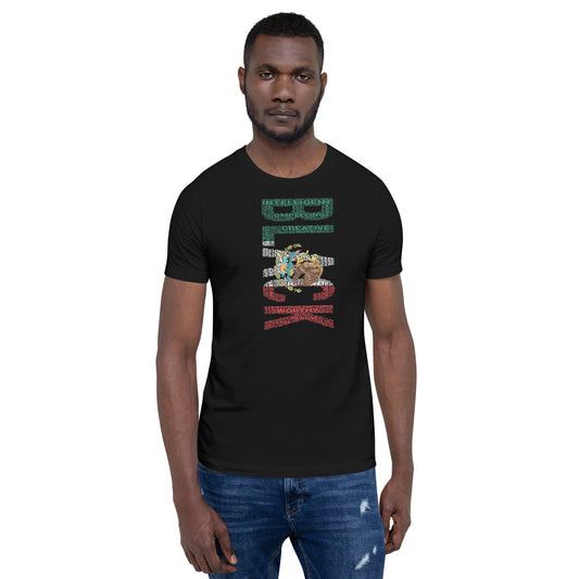 BI-RACIAL BLACK/MEXICAN (VERTICAL) MEXICAN FLAG INSPIRED Short-Sleeve Unisex T-Shirt
