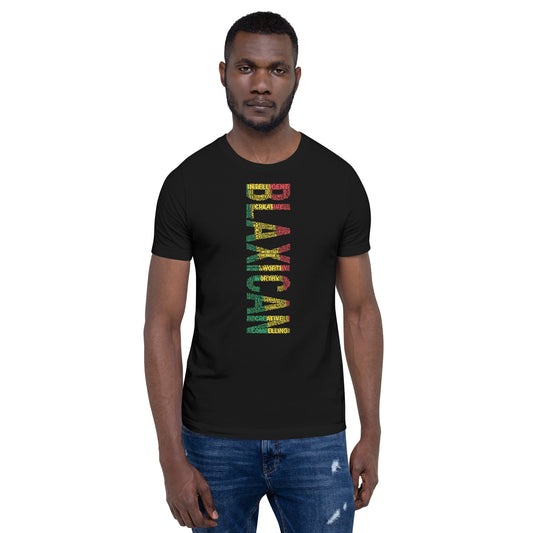 BLAXICAN BI-RACIAL Word Cluster with PAN-AFRICAN COLORS Short-Sleeve Unisex T-Shirt