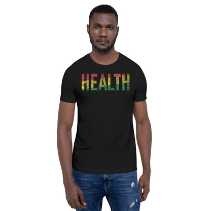 "HEALTH"  Pan-African Colored Word Cluster Short-Sleeve Unisex T-Shirt