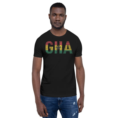 GHANA Abbreviated National Flag Inspired Word Cluster Short-Sleeve Unisex T-Shirt