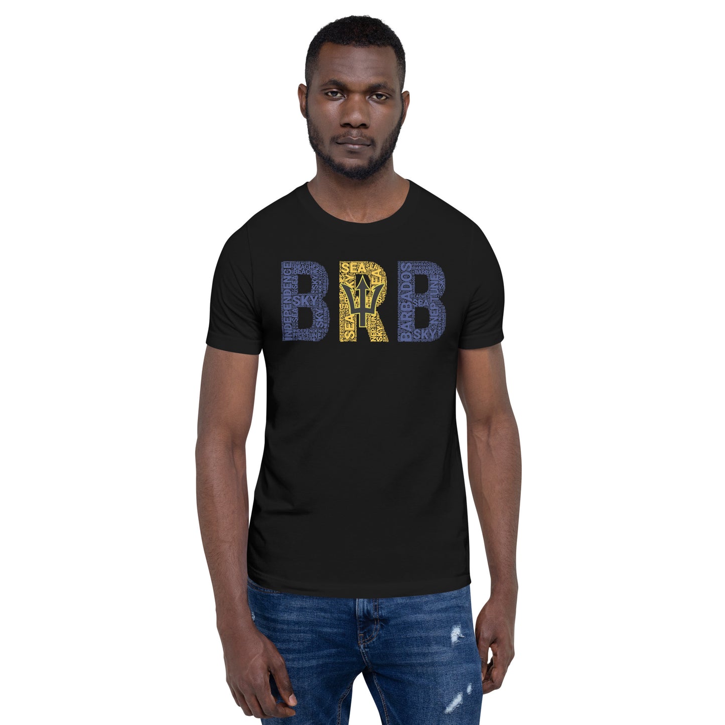 BARBADOS National Flag Inspired Word Cluster Short-Sleeve Unisex T-Shirt