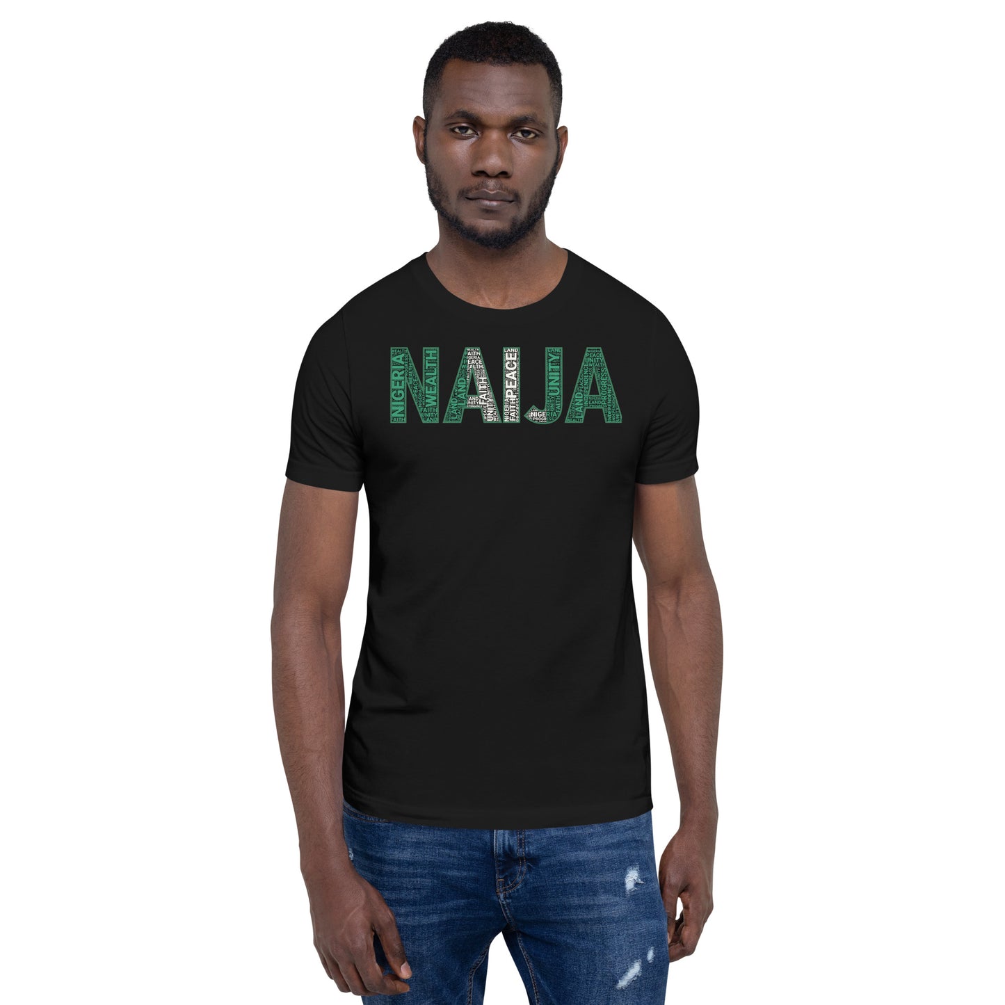 NIGERIA  National Flag Inspired NAIJA Word Cluster Short-Sleeve Unisex T-Shirt