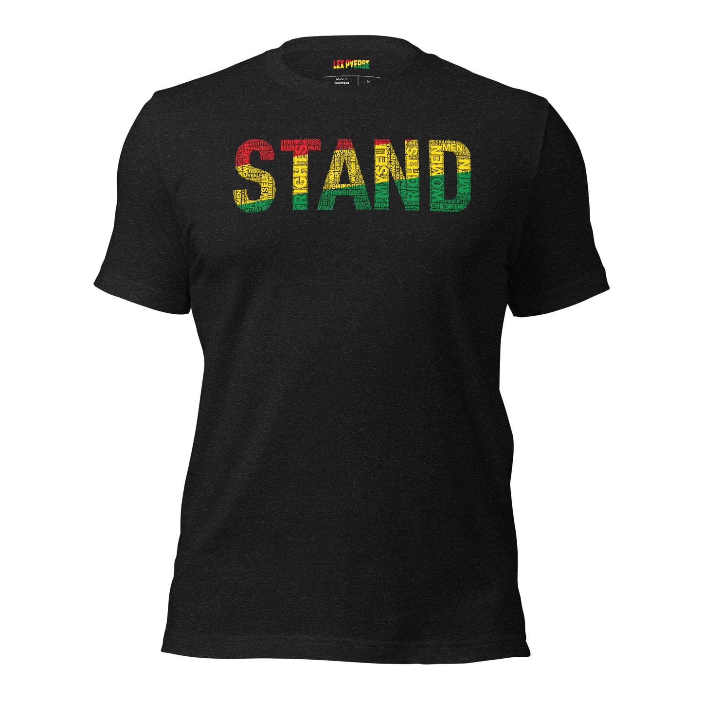"STAND"  Pan-African Colored Word Cluster Short-Sleeve Unisex T-Shirt