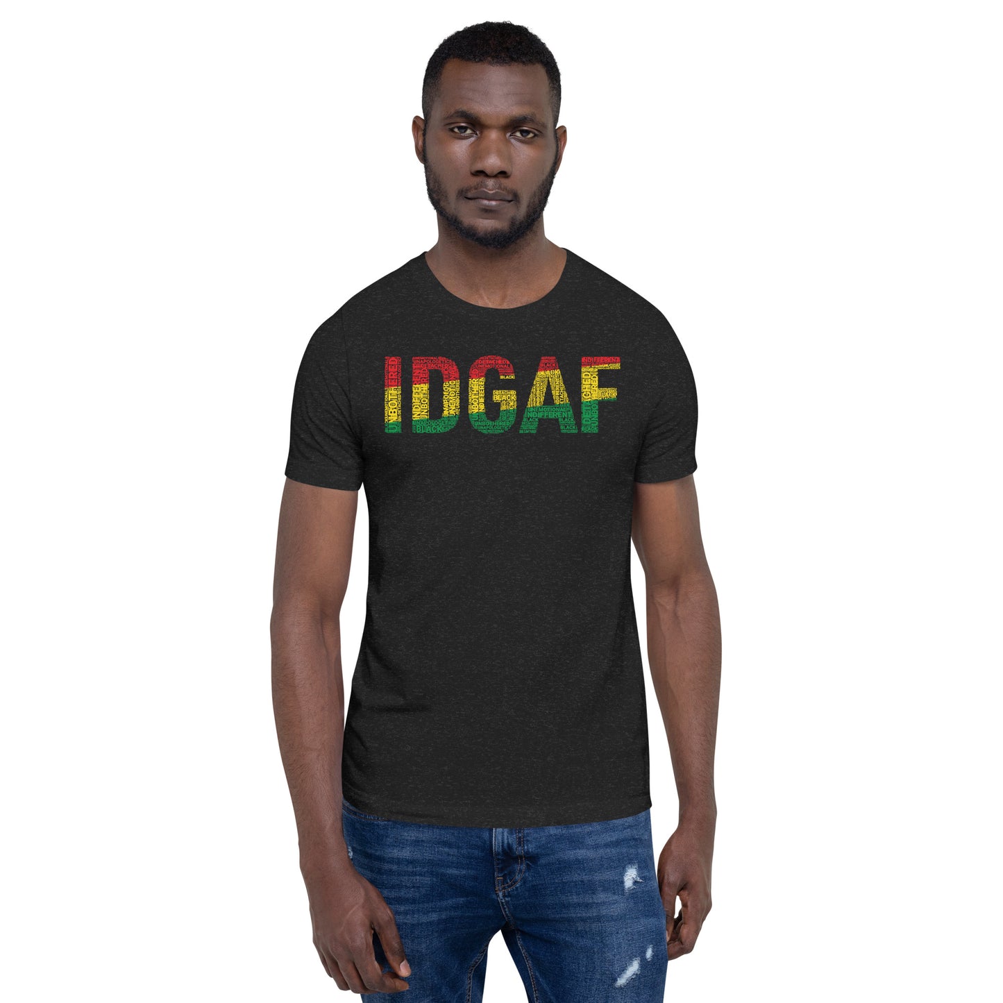 "IDGAF" Pan-African Colored Short-Sleeve Unisex T-Shirt