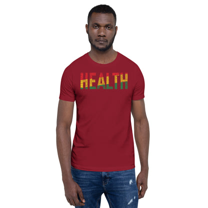 "HEALTH"  Pan-African Colored Word Cluster Short-Sleeve Unisex T-Shirt