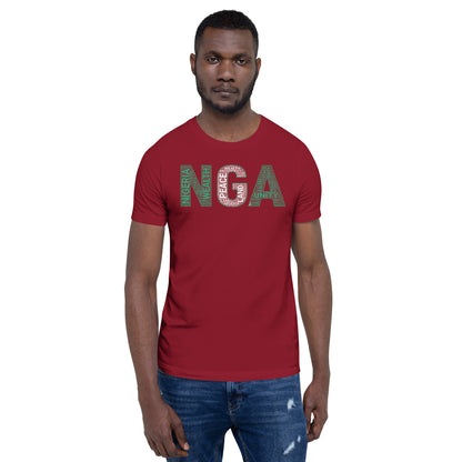 NIGERIA NGA Modern Flag Inspired Word Cluster Short-Sleeve Unisex T-Shirt