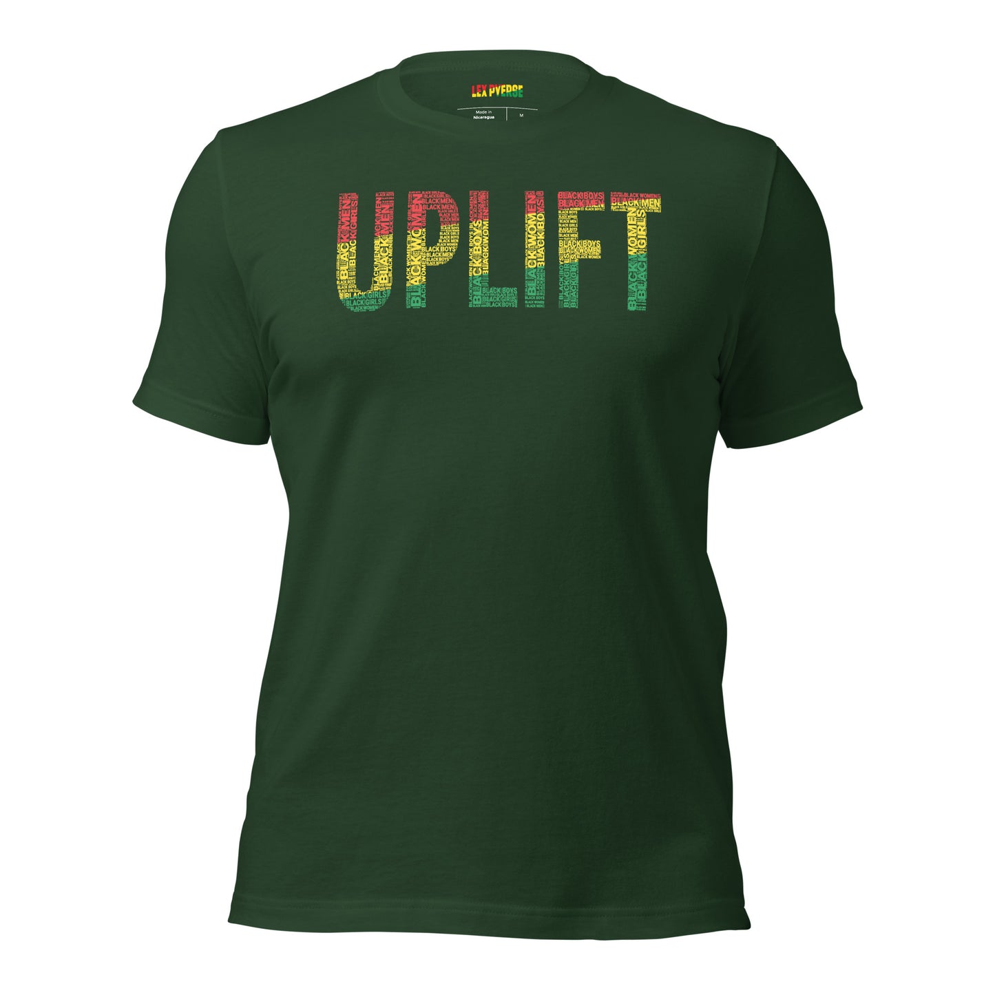 "UPLIFT" Pan-African Colored Word Cluster Short-Sleeve Unisex T-Shirt