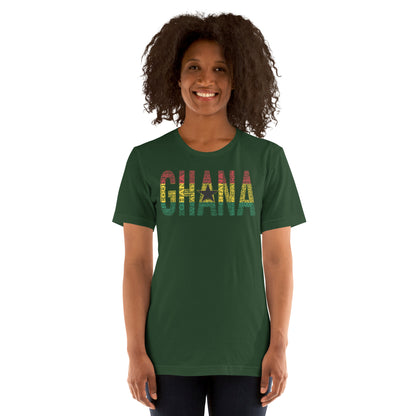 GHANA National Flag Inspired Word Cluster Short-Sleeve Unisex T-Shirt