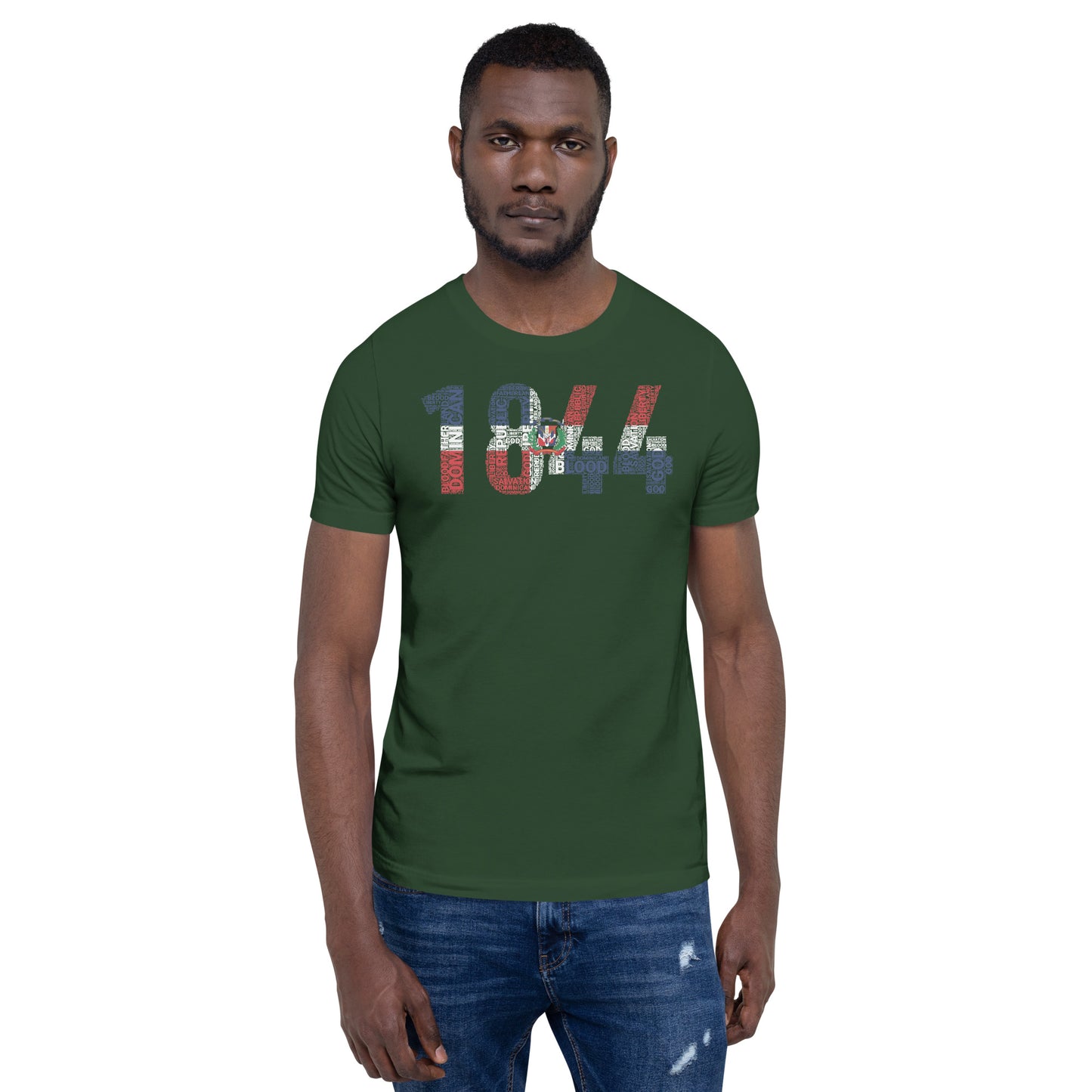 DOMINICAN REPUBLIC National Flag Inspired Word Cluster Short-Sleeve Unisex T-Shirt