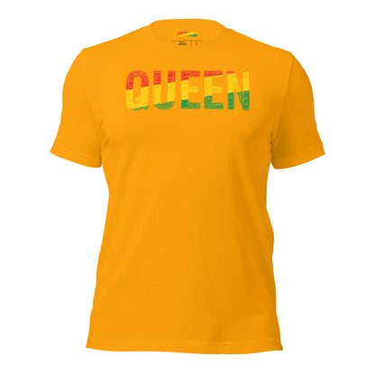 QUEEN Pan-African Colored Word Cluster Short-Sleeve Unisex T-Shirt | Worthy, Grateful, Classy, Nurturing, Vigilant, Empathetic