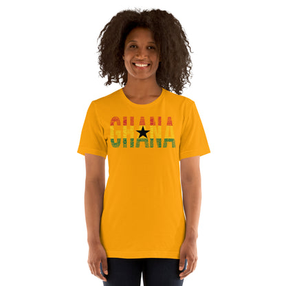 GHANA National Flag Inspired Word Cluster Short-Sleeve Unisex T-Shirt