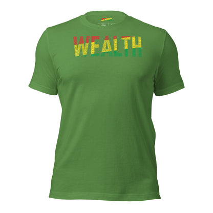 "WEALTH" Pan African Colored Word Cluster Short-Sleeve Unisex T-Shirt