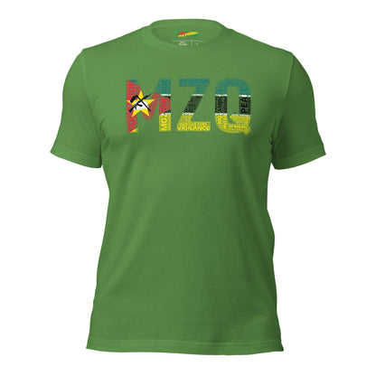 Mozambique National Flag Inspired Word Cluster T-Shirt