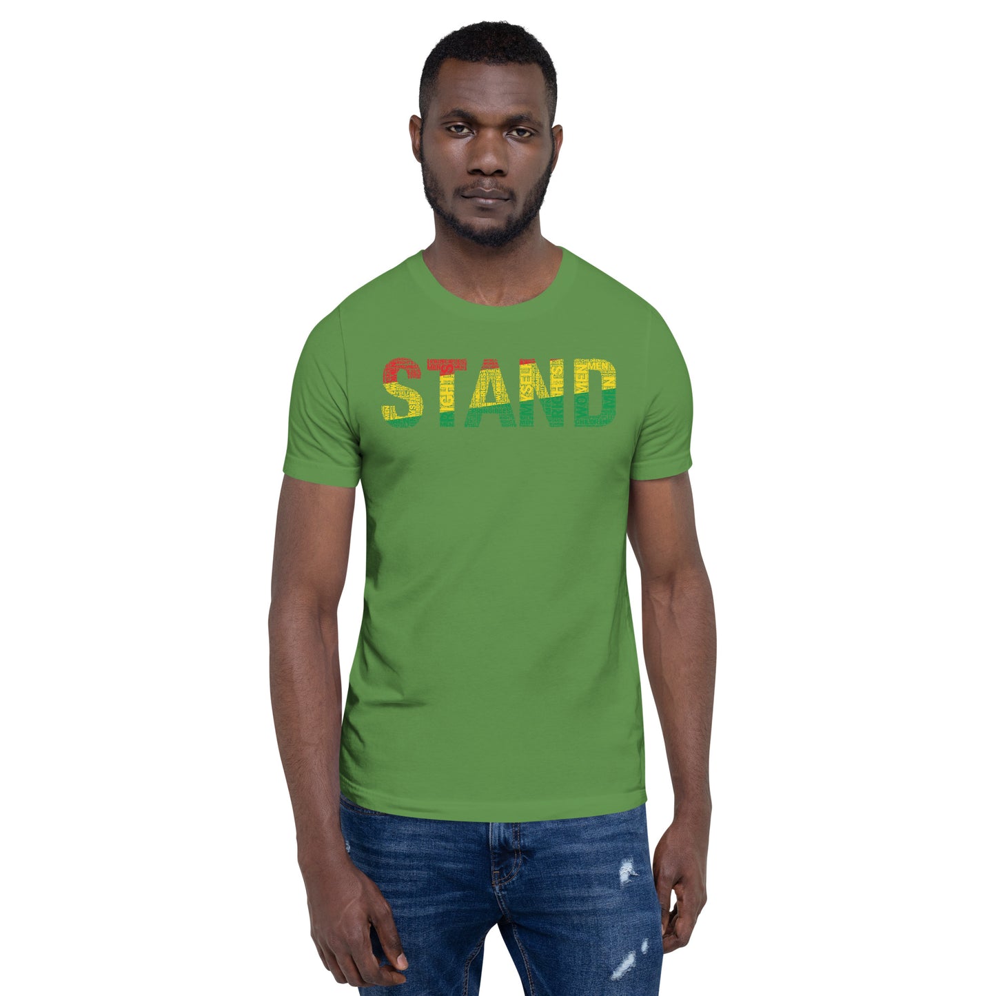 "STAND"  Pan-African Colored Word Cluster Short-Sleeve Unisex T-Shirt