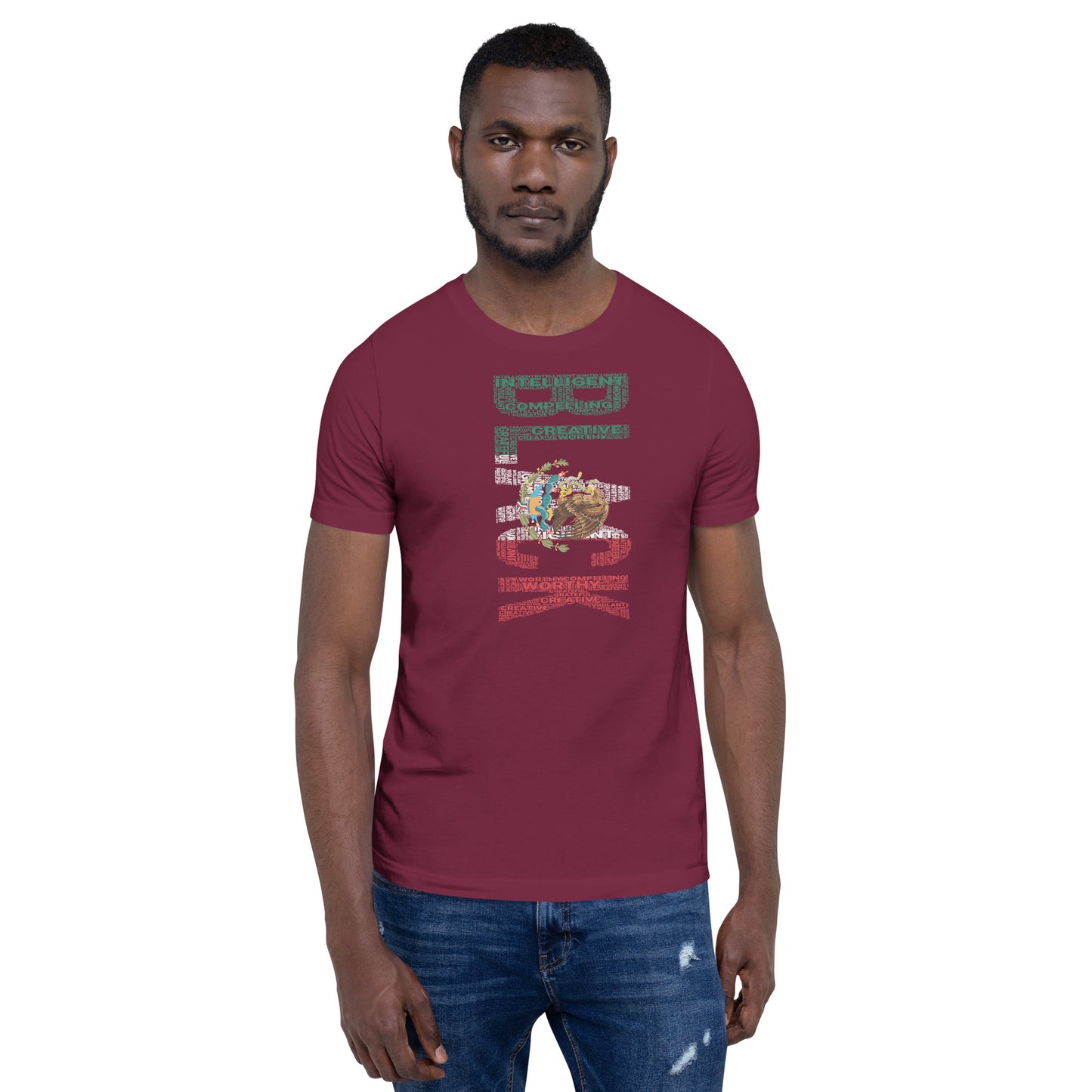 BI-RACIAL BLACK/MEXICAN (VERTICAL) MEXICAN FLAG INSPIRED Short-Sleeve Unisex T-Shirt