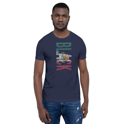 BI-RACIAL BLACK/MEXICAN (VERTICAL) MEXICAN FLAG INSPIRED Short-Sleeve Unisex T-Shirt