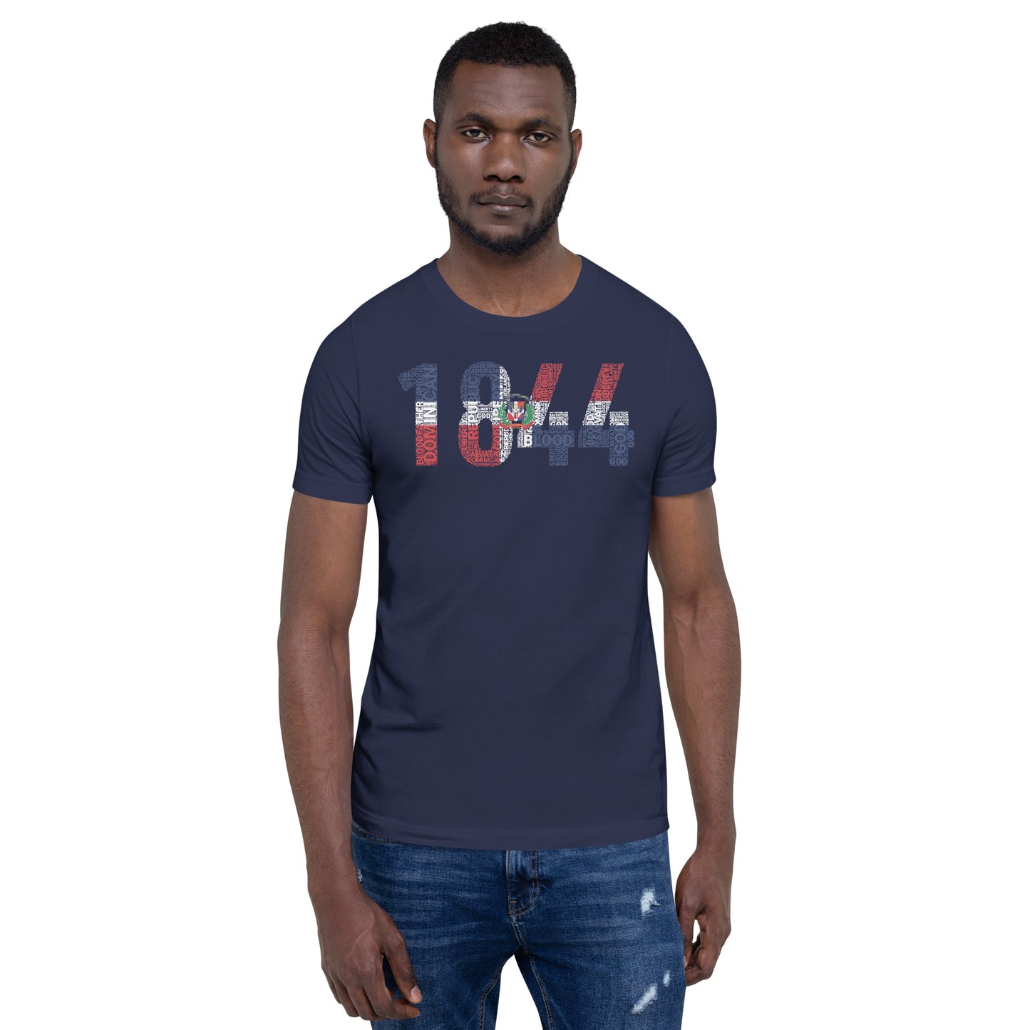 DOMINICAN REPUBLIC National Flag Inspired Word Cluster Short-Sleeve Unisex T-Shirt