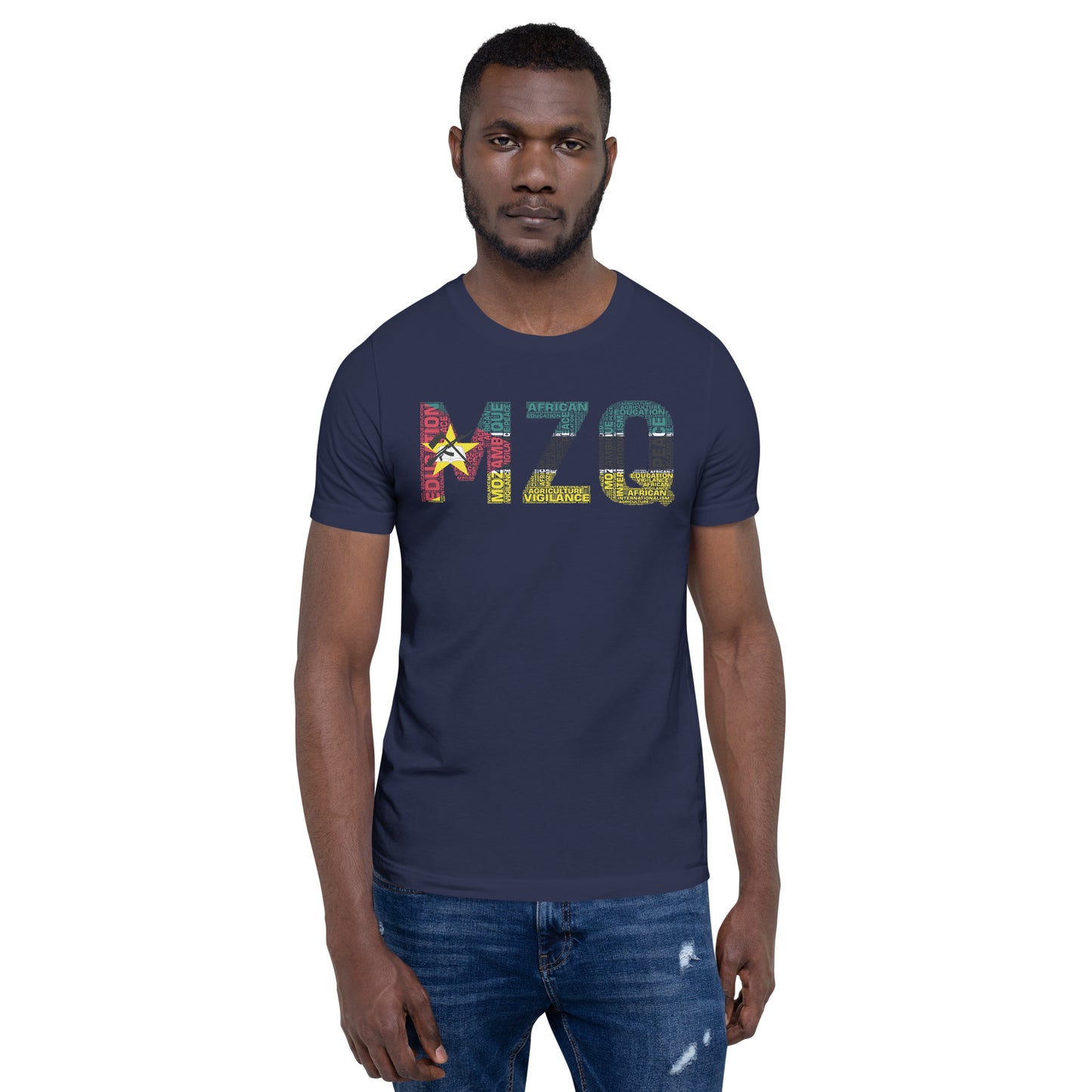 Mozambique National Flag Inspired Word Cluster T-Shirt