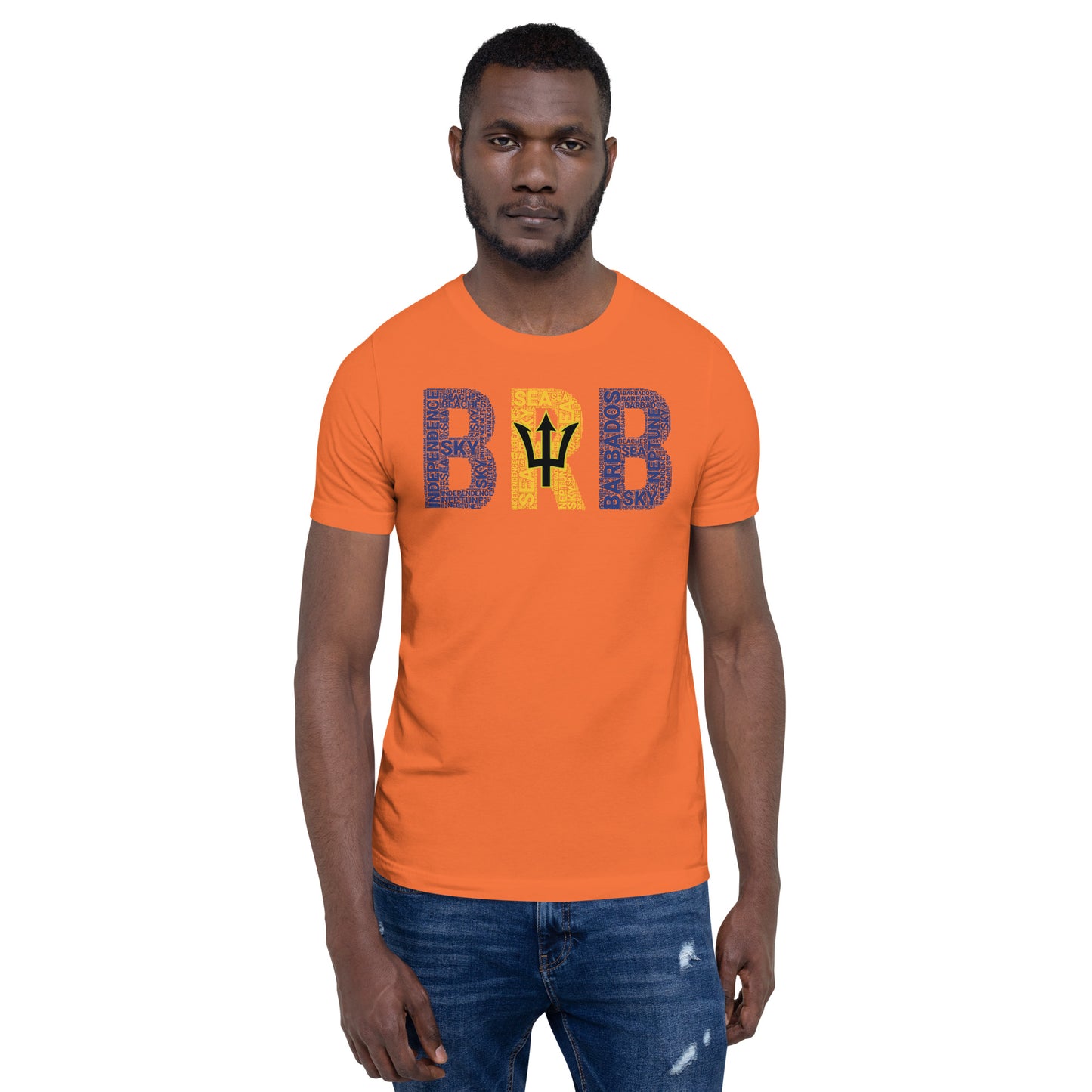 BARBADOS National Flag Inspired Word Cluster Short-Sleeve Unisex T-Shirt