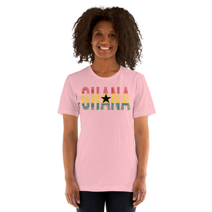 GHANA National Flag Inspired Word Cluster Short-Sleeve Unisex T-Shirt