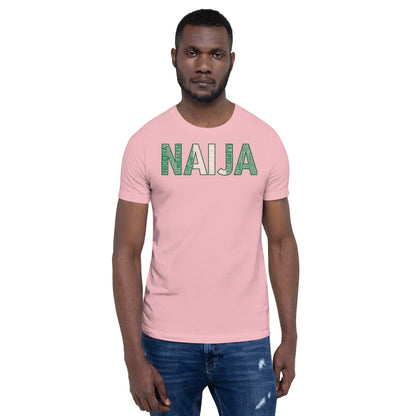 NIGERIA  National Flag Inspired NAIJA Word Cluster Short-Sleeve Unisex T-Shirt