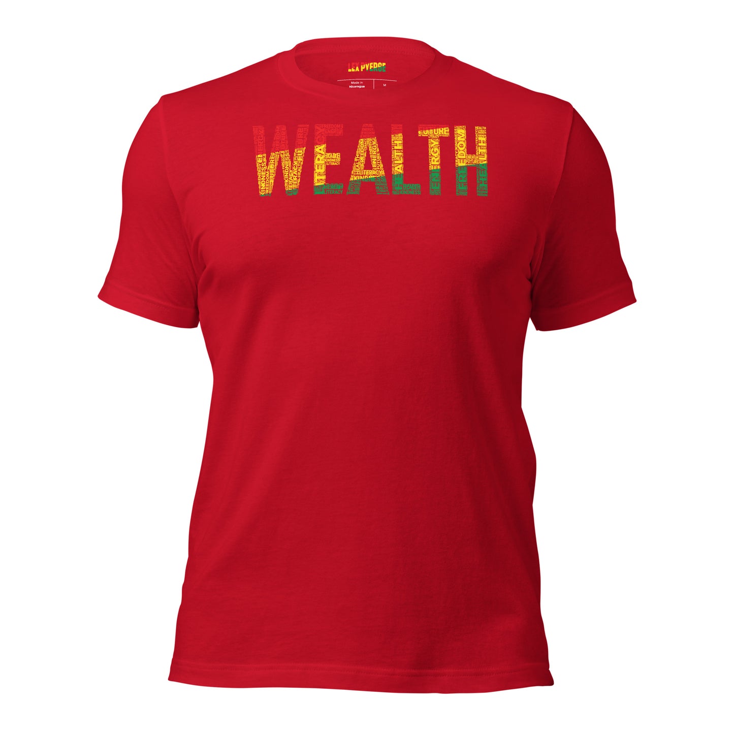 "WEALTH" Pan African Colored Word Cluster Short-Sleeve Unisex T-Shirt