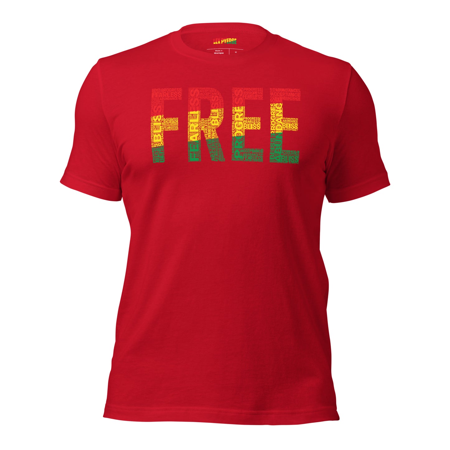 "FREE"  Pan-African Colored Word Cluster Short-Sleeve Unisex T-Shirt