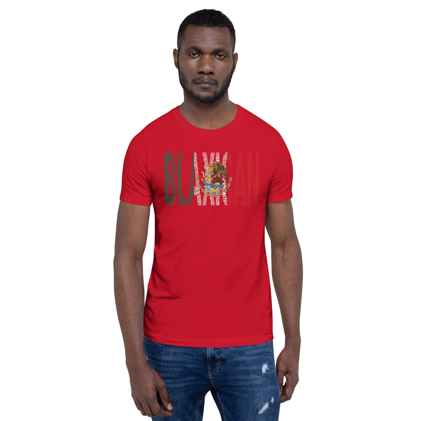 BLAXICAN BI-RACIAL Word Cluster with Mexican Flag Short-Sleeve Unisex T-Shirt