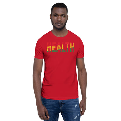 "HEALTH"  Pan-African Colored Word Cluster Short-Sleeve Unisex T-Shirt