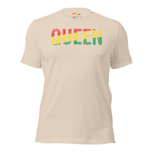 QUEEN Pan-African Colored Word Cluster Short-Sleeve Unisex T-Shirt | Worthy, Grateful, Classy, Nurturing, Vigilant, Empathetic