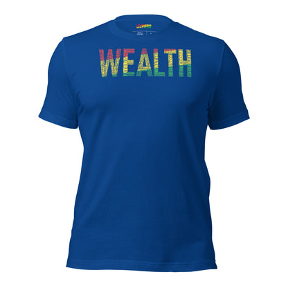 "WEALTH" Pan African Colored Word Cluster Short-Sleeve Unisex T-Shirt