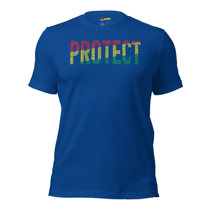"PROTECT" Black Men, Black Women, Black Girls, and Black Boys  Pan-African Colored Word Cluster Short-Sleeve Unisex T-Shirt