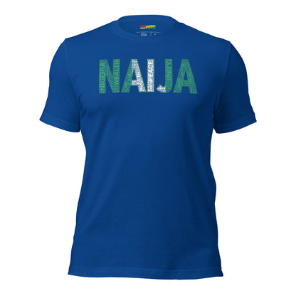 NIGERIA  National Flag Inspired NAIJA Word Cluster Short-Sleeve Unisex T-Shirt