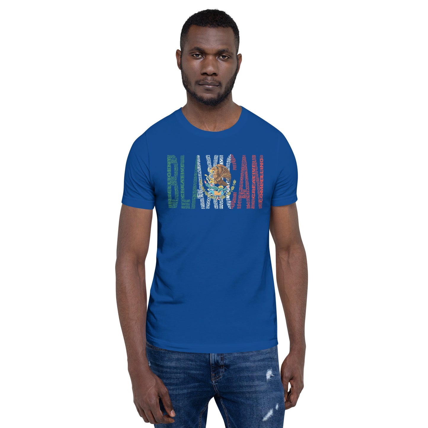 BLAXICAN BI-RACIAL Word Cluster with Mexican Flag Short-Sleeve Unisex T-Shirt