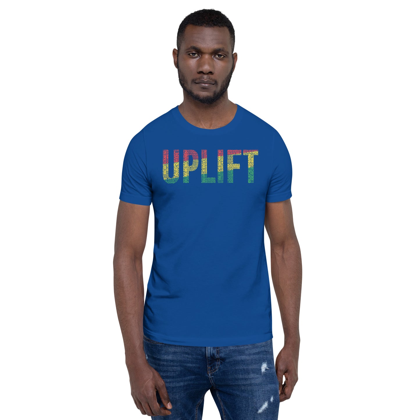"UPLIFT" Pan-African Colored Word Cluster Short-Sleeve Unisex T-Shirt