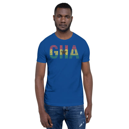 GHANA Abbreviated National Flag Inspired Word Cluster Short-Sleeve Unisex T-Shirt