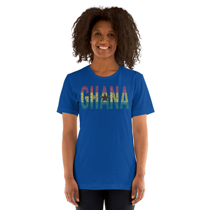 GHANA National Flag Inspired Word Cluster Short-Sleeve Unisex T-Shirt