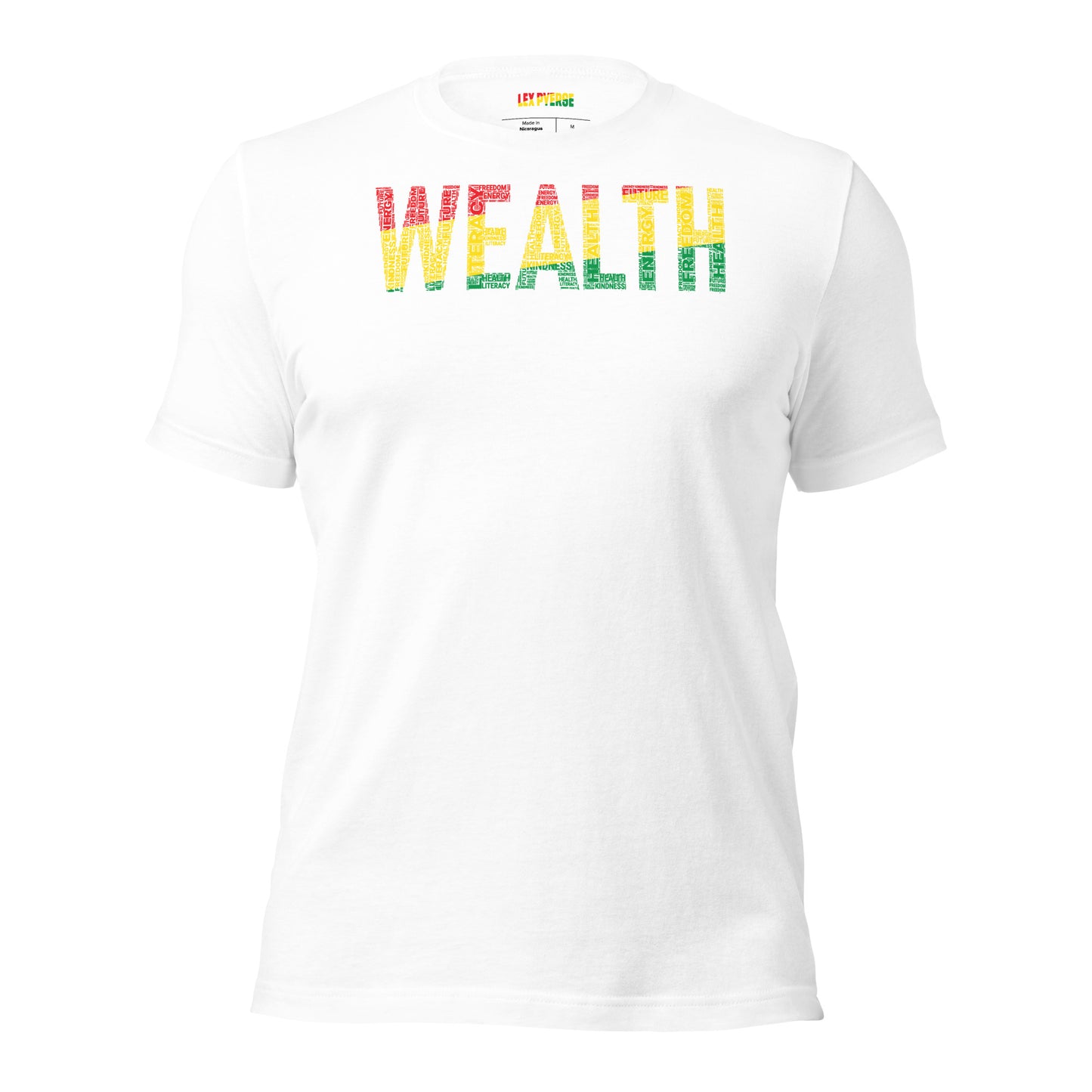 "WEALTH" Pan African Colored Word Cluster Short-Sleeve Unisex T-Shirt