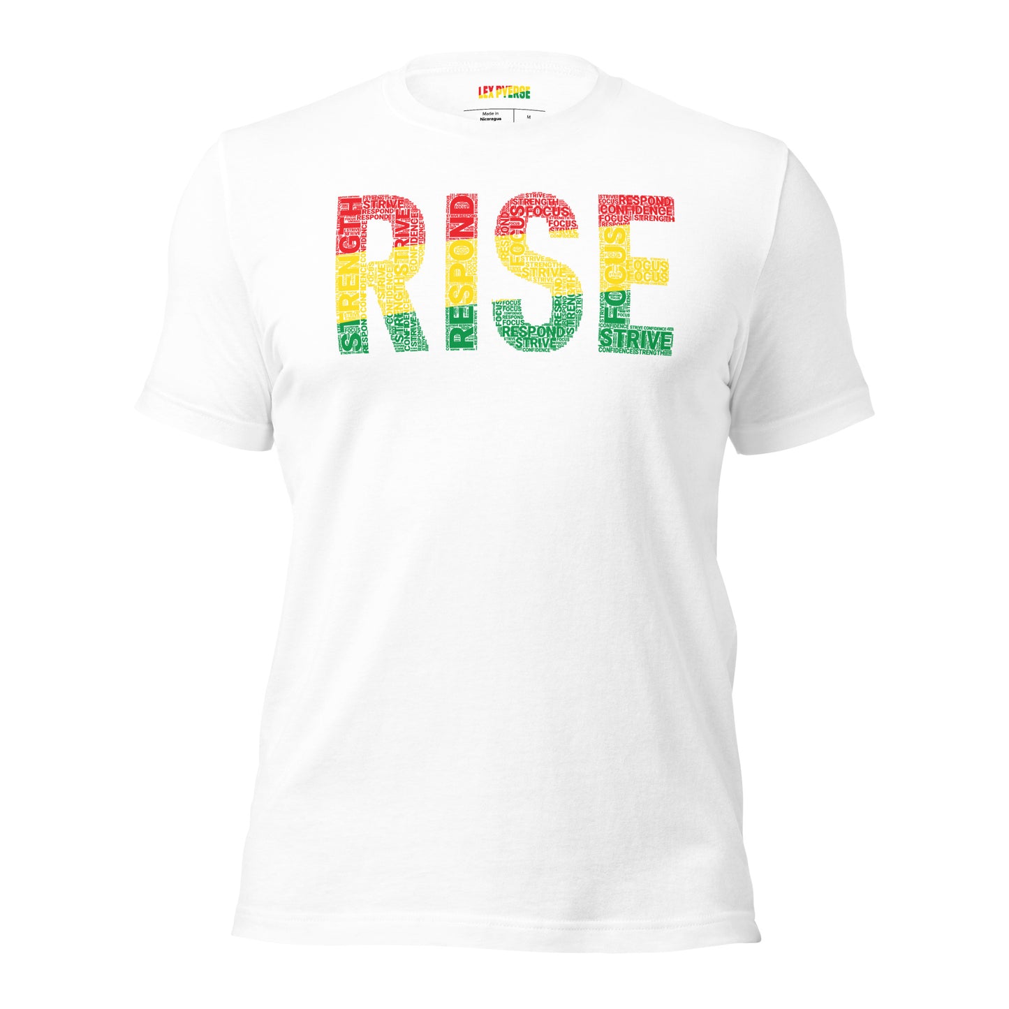 RISE Pan-African Colored Word Cluster Short-Sleeve Unisex T-Shirt