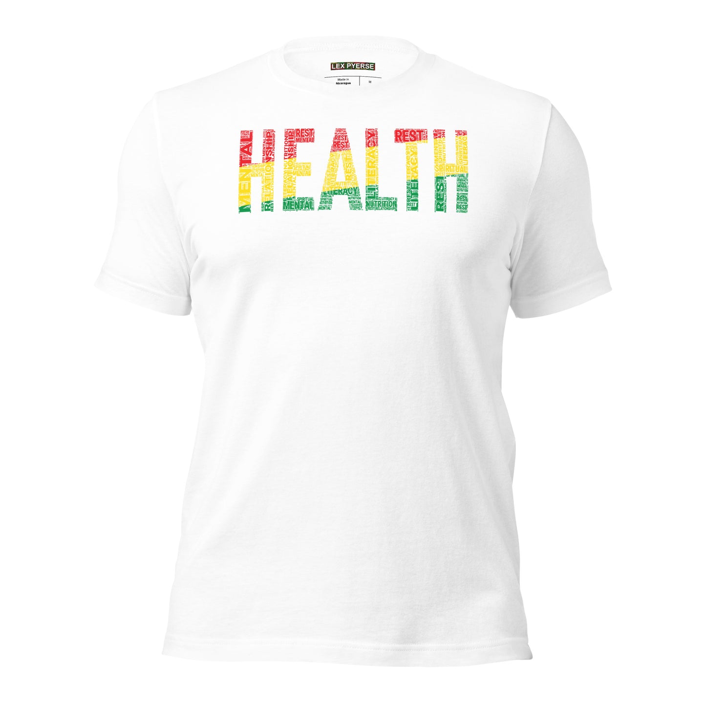 "HEALTH"  Pan-African Colored Word Cluster Short-Sleeve Unisex T-Shirt