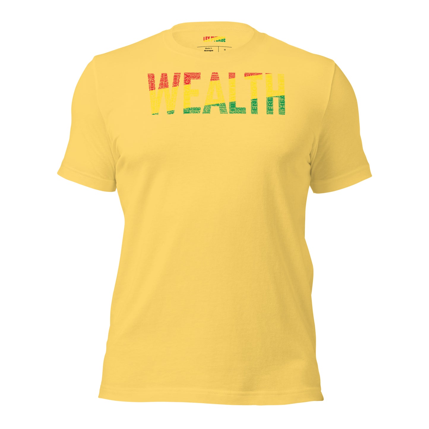 "WEALTH" Pan African Colored Word Cluster Short-Sleeve Unisex T-Shirt